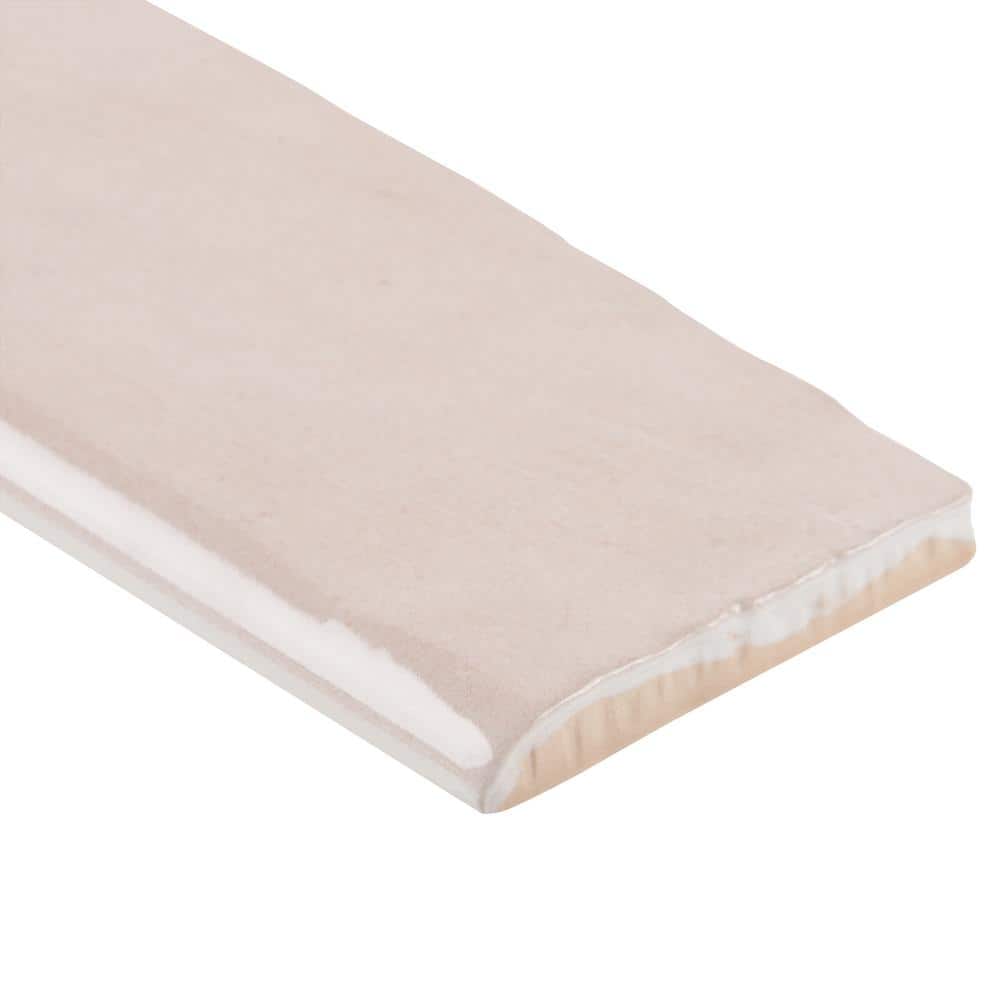 Kingston Pink 3" x 8" Glossy Ceramic Bullnose Tile Trim