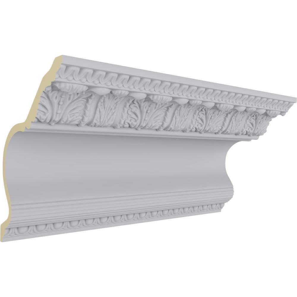 94.5" White Polyurethane Egg and Dart Acanthus Crown Moulding