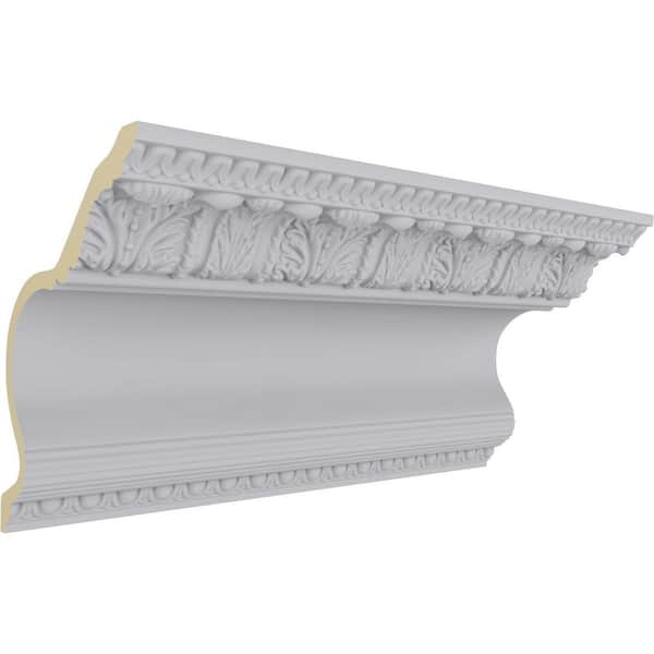 Ekena Millwork 10-1/2 in. x 13 in. x 94-1/2 in. Polyurethane Egg and Dart Acanthus Crown Moulding