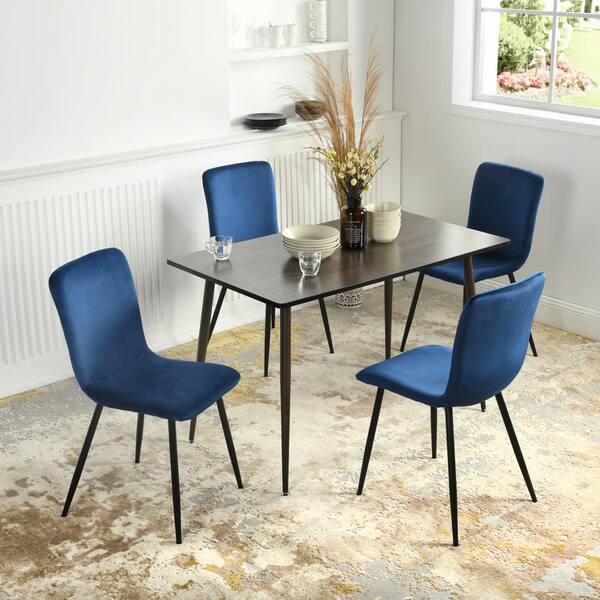 Homy Casa Scargill Blue Velvet Upholstered Side Dining Chairs ( Set of ...