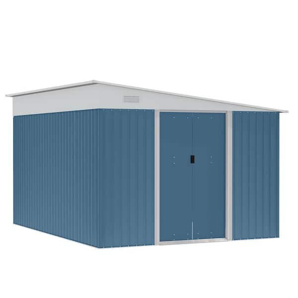 Outsunny 11 ft. W x 9 ft. D Metal Garden Storage Shed with Double 