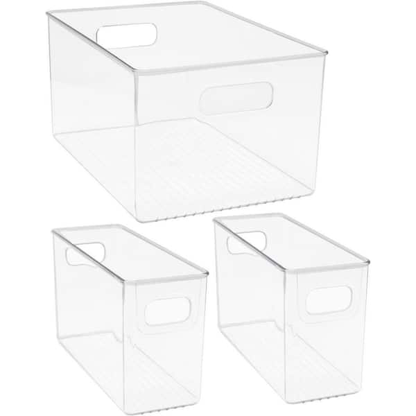 PREMIUS 3 Pack Pantry Storage Bins Set, Clear, 10x6x5 Inches