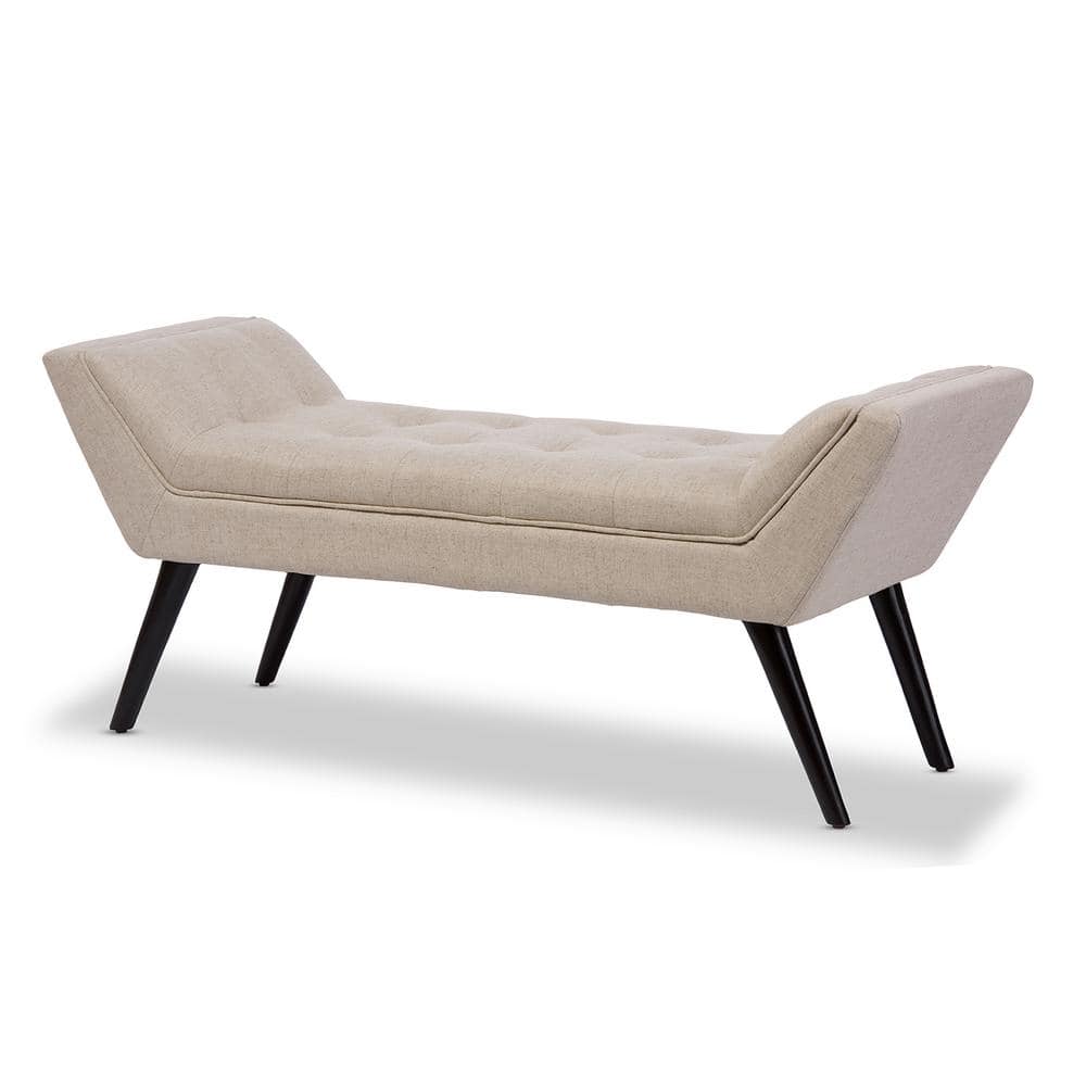 Tamblin Retro Beige Linen Tufted Mid-Century 50" Bench