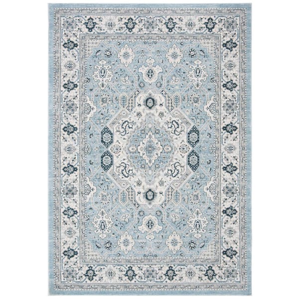 SAFAVIEH Isabella Blue/Cream 8 ft. x 10 ft. Geometric Area Rug ISA916M ...