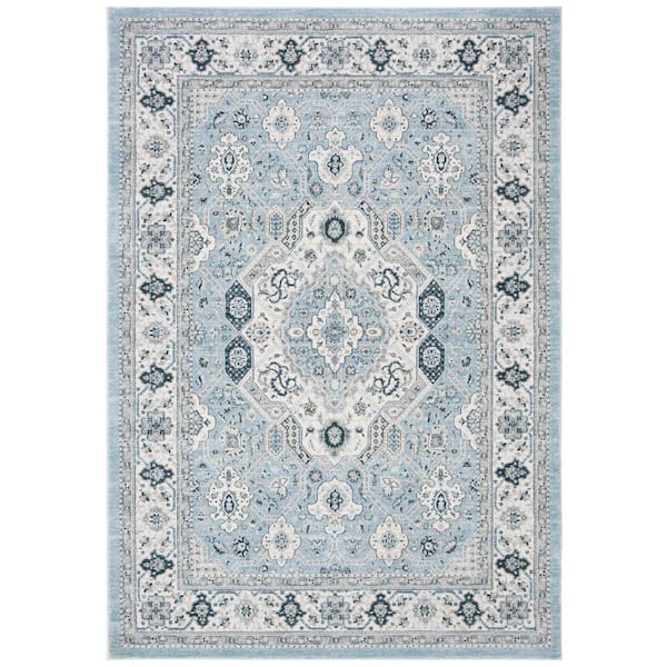 SAFAVIEH Isabella Blue/Cream 9 ft. x 12 ft. Geometric Area Rug