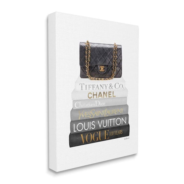 Stupell Industries "Black Glam Purse Chic Modern Bookstack" by Amanda Greenwood Unframed Abstract Canvas Wall Art Print 16 in. x 20 in.