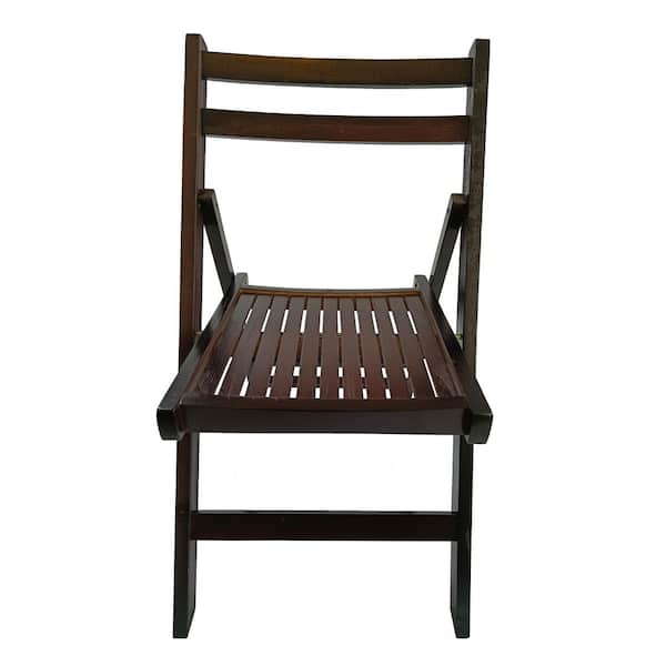 4-Piece Teak Outdoor Slatted Wood Folding Chairs, 220 lbs. Capacity, Compact Foldable Design, Fully Assembled for Garden