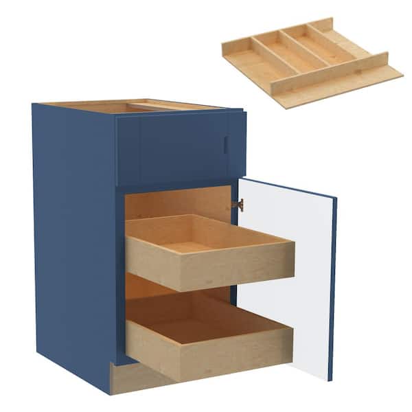 Home Decorators Collection Washington Vessel Blue Plywood Shaker Assembled Base Kitchen Cabinet Rt 2ROT UT18 W in. 24 D in. 34.5 in. H