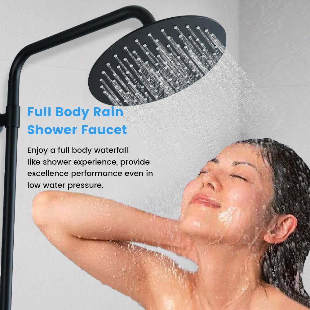 10-Inch Black Round Handheld Rain Shower System with Adjustable Height