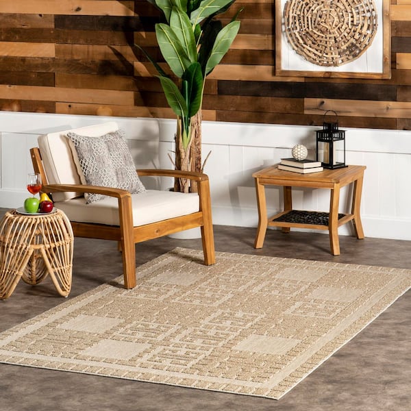 Valorie Mediterranean Indoor/Outdoor Beige 5 ft. 3 in. x 7 ft. 7 in. Area Rug