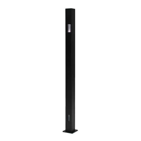 42 in. H x 2.5 in. W Black Aluminum Top Stair Post for Stair Railing Kit