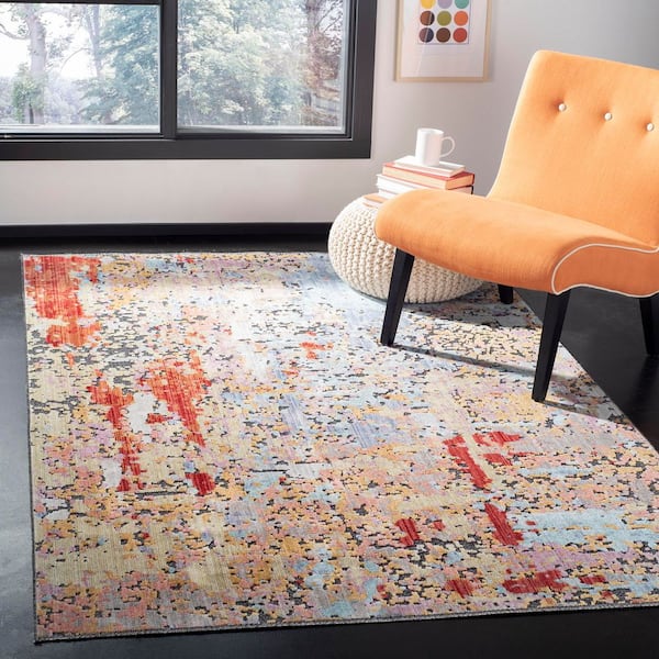 Provance 4 ft. x 6 ft. Yellow/Red Distressed Area Rug