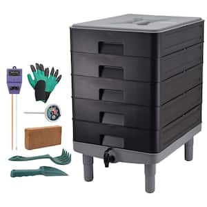 Landon Worm Nerd Black 5-Tray Composting Bin Starter Kit