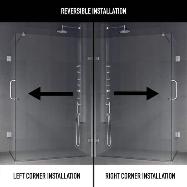 VIGO Pacifica 46 in. L x 34 in. W x 73 in. H Frameless Pivot