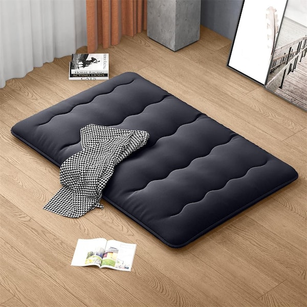 Costway 80 in. Black Fabric Full Futon Mattress Japanese Floor Pad