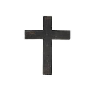 15 in. x 12 in. Smoky Black Reclaimed Old Wooden Wall Cross
