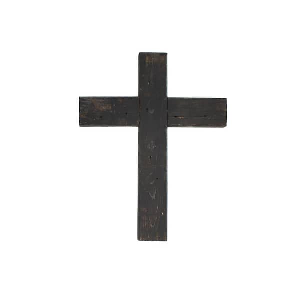 BarnwoodUSA 15 in. x 12 in. Smoky Black Reclaimed Old Wooden Wall Cross