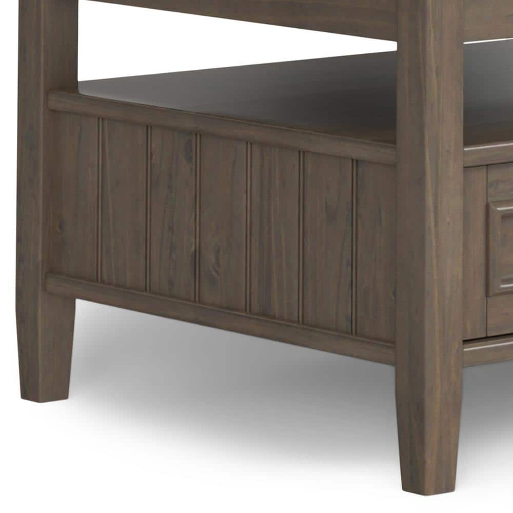 Smoky Brown Solid Wood Lift-Top Coffee Table with Storage