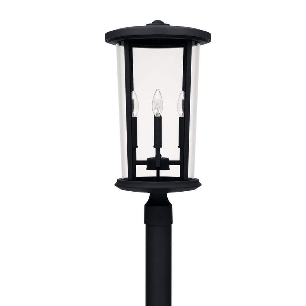 Howell 4-Light Black Metal Hardwired Outdoor Weather Resistant Post Light with Clear Glass Shade, No Bulbs Included price history on PriceWatchPro