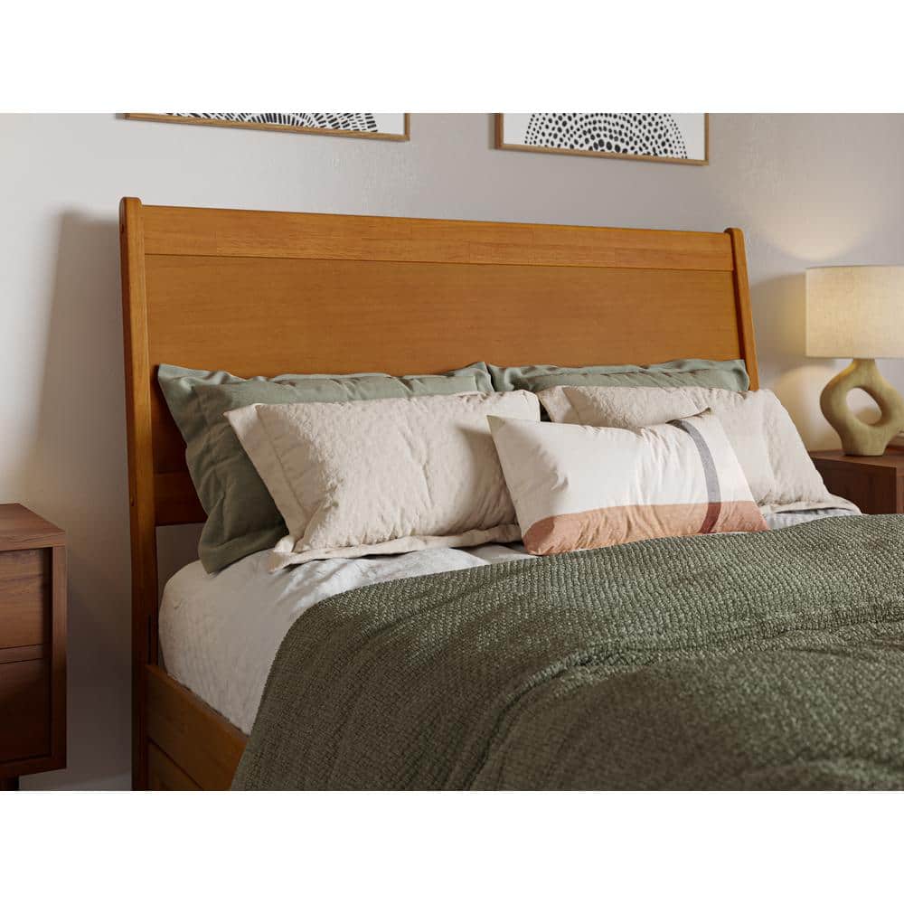 Light Toffee Full Wood Platform Bed with Storage Drawers