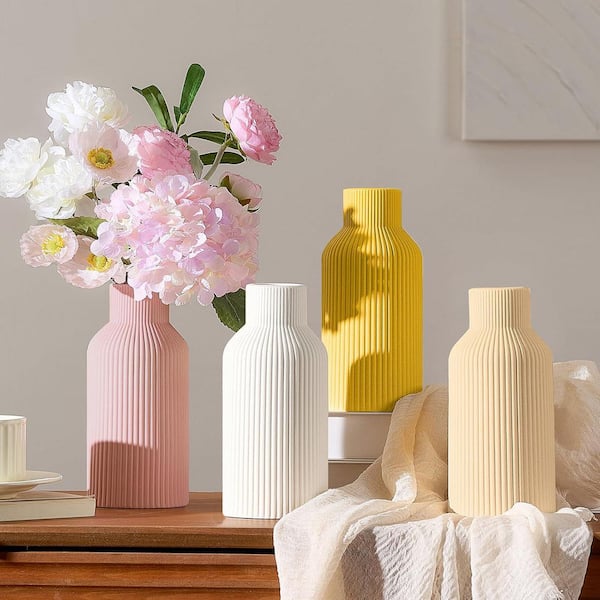 8.2 in. Pink Ceramic Decorative Vase YJ00627 - The Home Depot