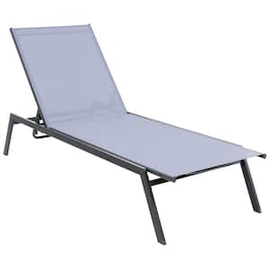 Metal Outdoor Chaise Lounge Patio Recliner w/6-Level Adjustable Backrest Breathable & Quick-Drying Fabric