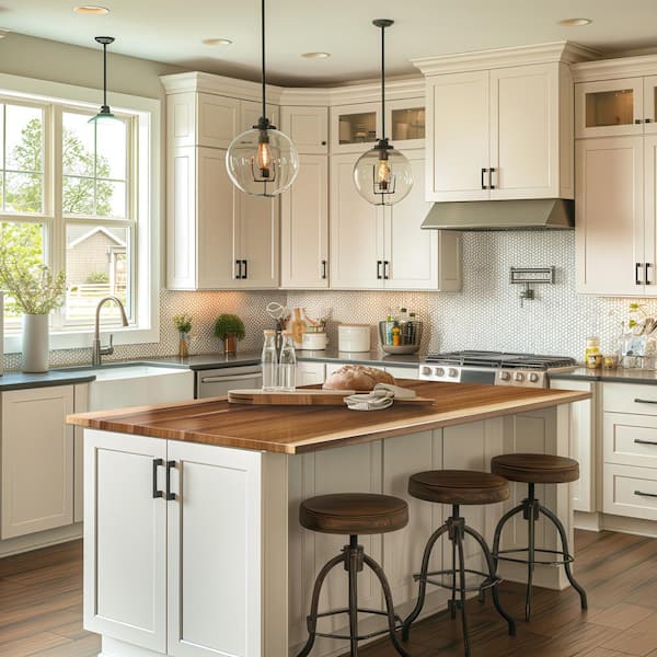 6 ft. L x 39 in. D Finished Saman Solid Wood Butcher Block Countertop Island in with Live Edge