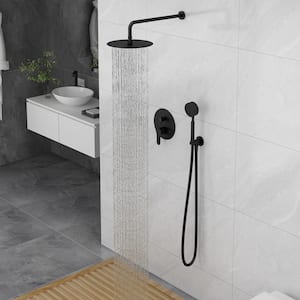 Single-Handle, 2-Spray with 2.5 GPM 10 in. Wall Mount Dual Top Shower, Bath Shower Heads Set in Black with Valve