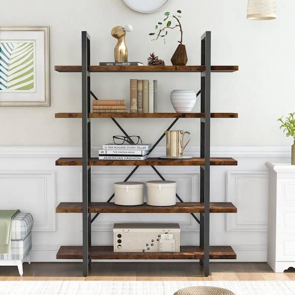 Large 8-Tier Bookcase and Bookshelf, 79 Tall Open Shelves Display Shelf for Home Office, Rustic, Size: Rustic Brown