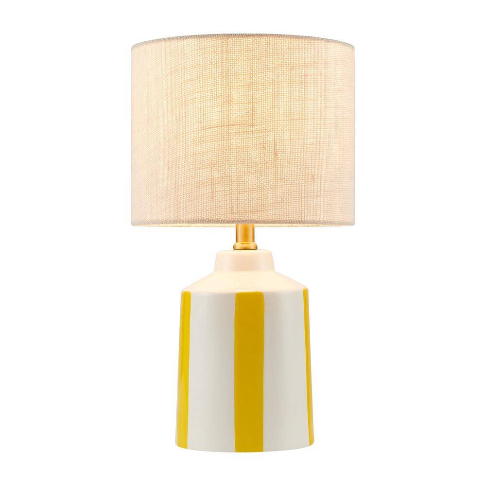 17.75 in. Farmhouse White Ceramic Table Lamp with Orange Stripe, Beige Linen Shade price history on PriceWatchPro