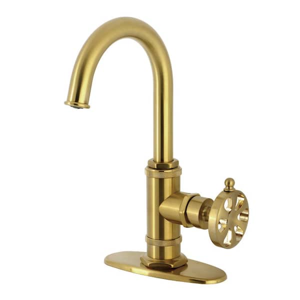 Belknap 1-Handle Bar Faucet Deckplate Included in Brushed Brass