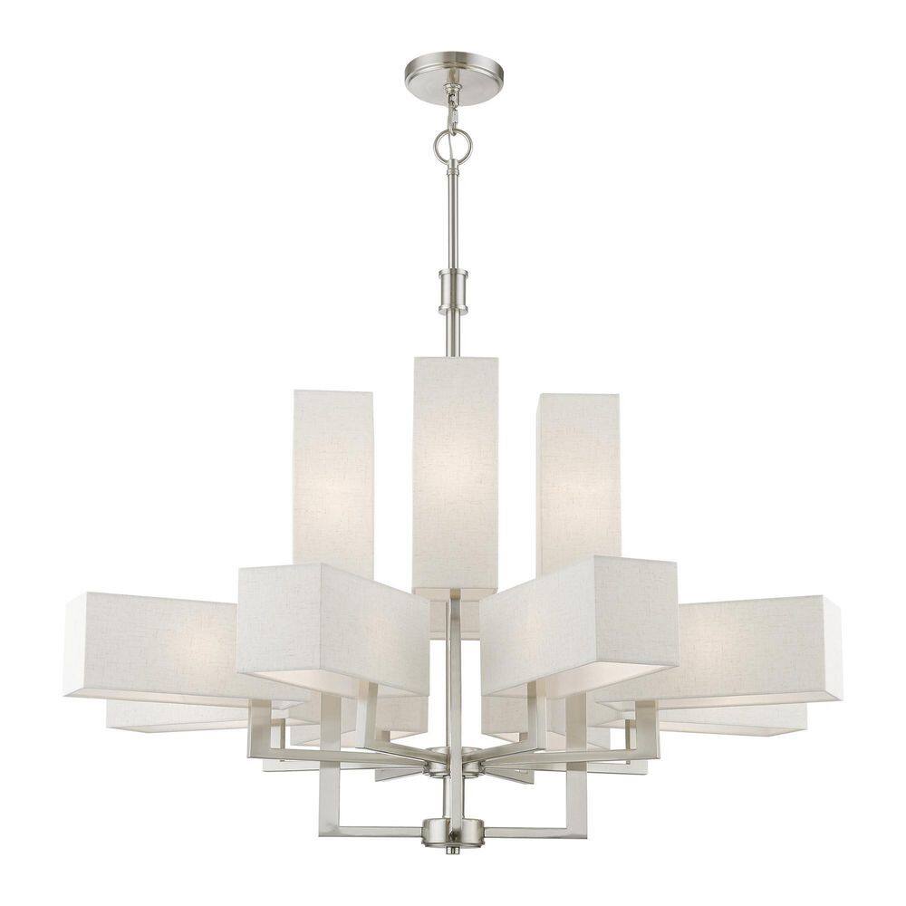 Elegant Brushed Nickel 12-Light Chandelier with Crystal Accents