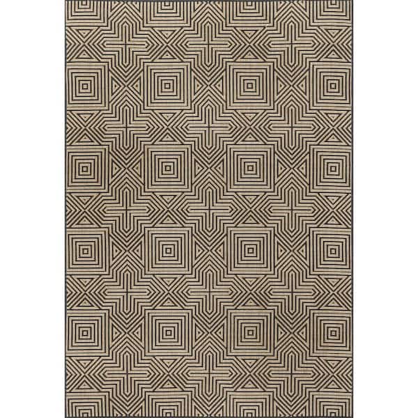nuLOOM Kelsey Modern Abstract Charcoal 5 ft. x 8 ft. Indoor/Outdoor Patio/Living Room/Bedroom/Dining Room Area Rug