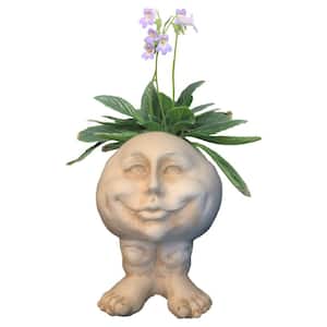 12 in. Antique White Mama Petunia the Muggly Statue Face Planter Holds 4 in. Pot