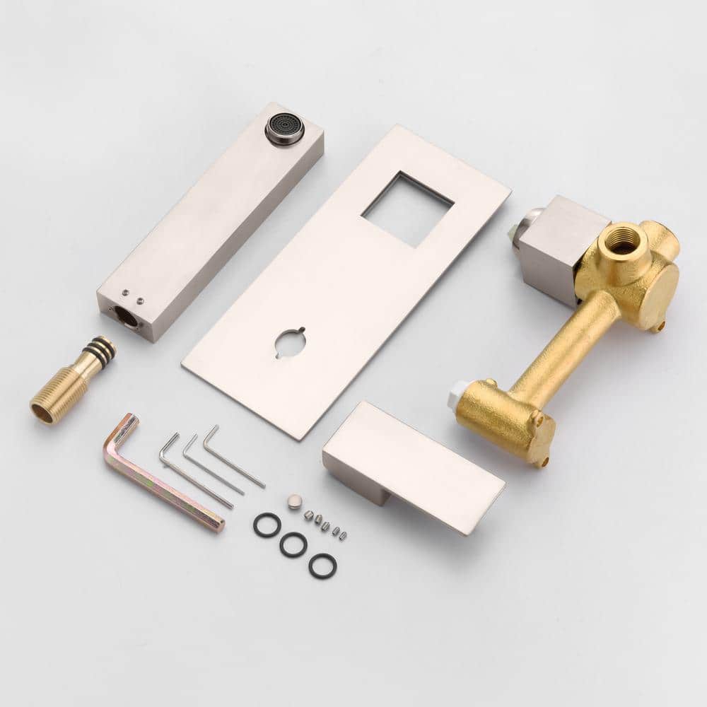 Brushed Nickel Single Handle Wall Mount Bathroom Faucet