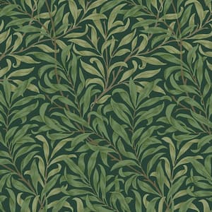 William Morris At Home Willow Bough Deep Green Wallpaper Sample