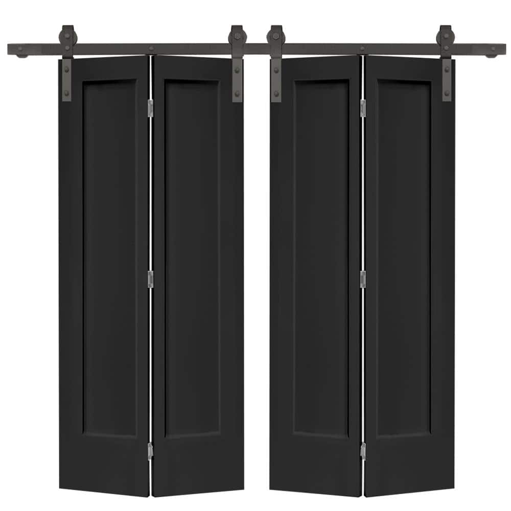 48 in. x 80 in. Hollow Core 1-Panel Shaker Dignity Blue Composite Double Bi-Fold Barn Door with Sliding Hardware Kit price history on PriceWatchPro