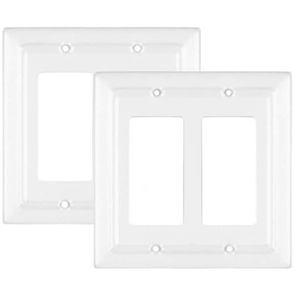 Architectural 2-Gang Classic White Decorator/Rocker Metal Wall Plate (2-Pack)