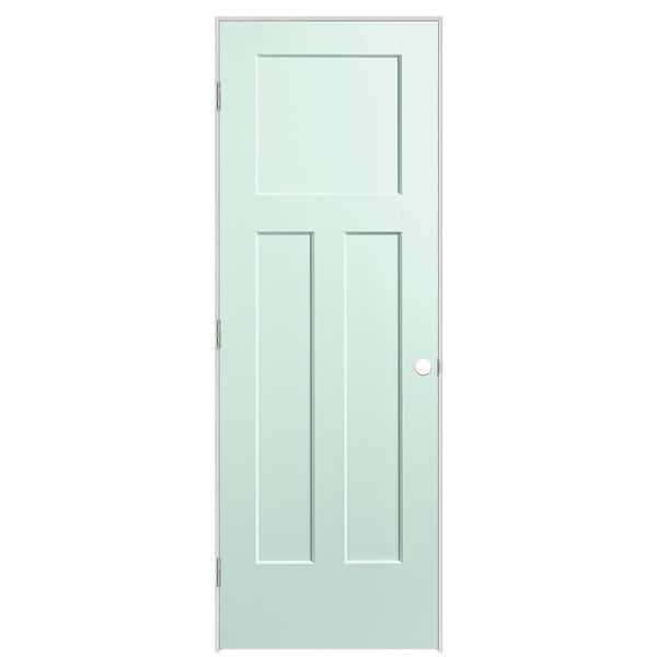 Masonite 28 in. x 80 in. 3-Panel Winslow Right-Hand Hollow Core Sea Glass Molded Composite Single Prehung Interior Door