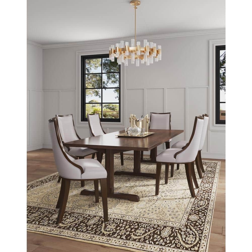 Elegant Light Gray Faux Leather Upholstered Side Chair with Wood Frame