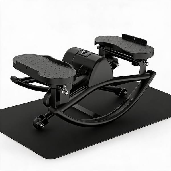 Lateral Stepper Machine with Resistance Bands, Anti-Slip Mat and LCD Monitor, Low-Impact Rocking Stepper