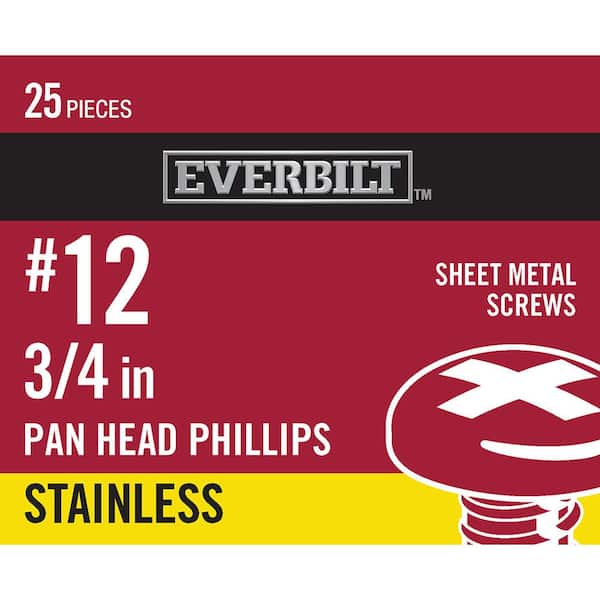 Everbilt #12 3/4 in. Phillips Pan-Head Sheet Metal Screw (25 per Pack)
