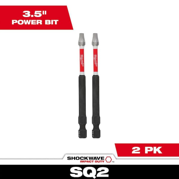SHOCKWAVE Impact Duty 3-1/2 in. Square #2 Alloy Steel Screw Driver Bit (2-Pack)