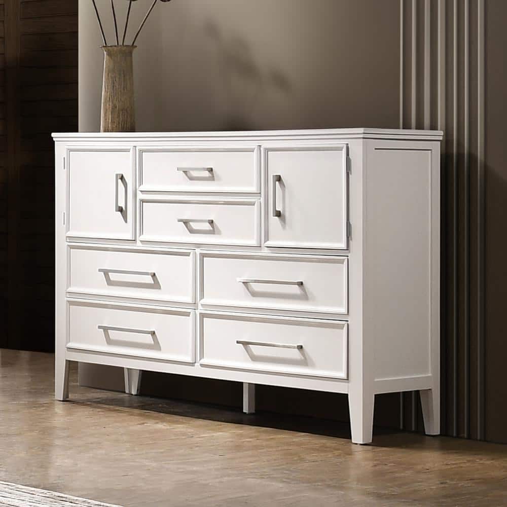 New Classic Furniture Andover White 6-drawer 59 in. Dresser with Doors