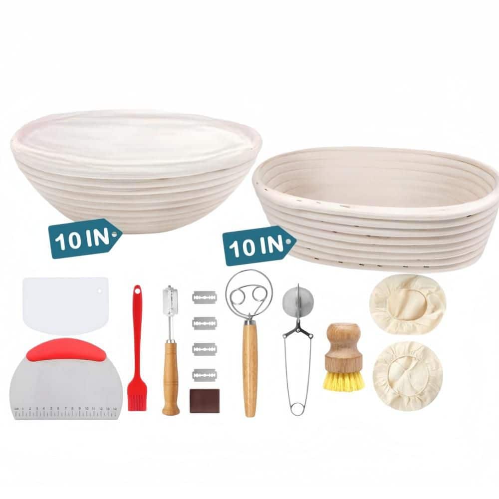 28-Pack Sourdough Bread Baking Supplies, 10 in. Round and 10 in. Oval Banneton Bread Proofing Baskets with Liners price history on PriceWatchPro
