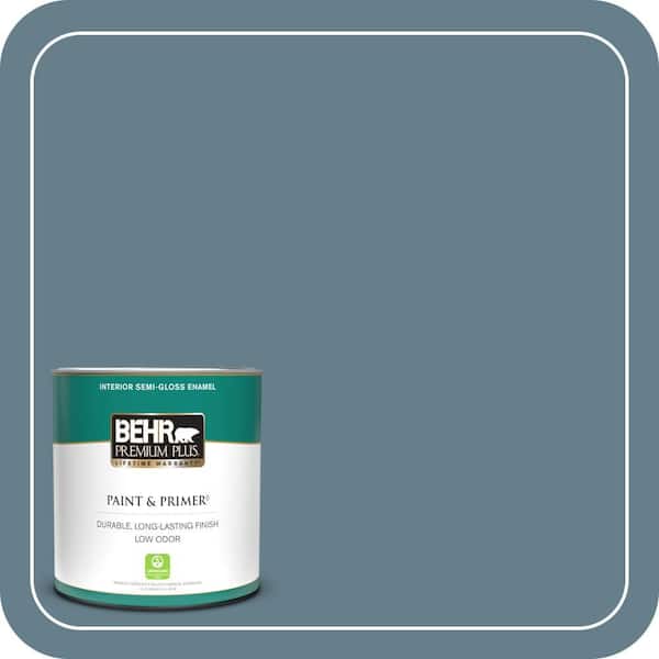 BEHR PREMIUM PLUS 1 qt. #ECC-31-1 Windy Seas Semi-Gloss Enamel Low Odor Interior Paint & Primer