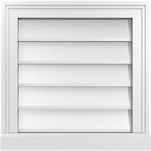 18 in. x 18 in. Vertical Surface Mount PVC Gable Vent: Decorative with Brickmould Sill Frame
