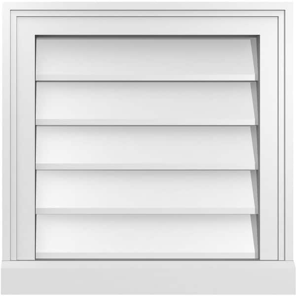Ekena Millwork 18 in. x 18 in. Vertical Surface Mount PVC Gable Vent: Decorative with Brickmould Sill Frame