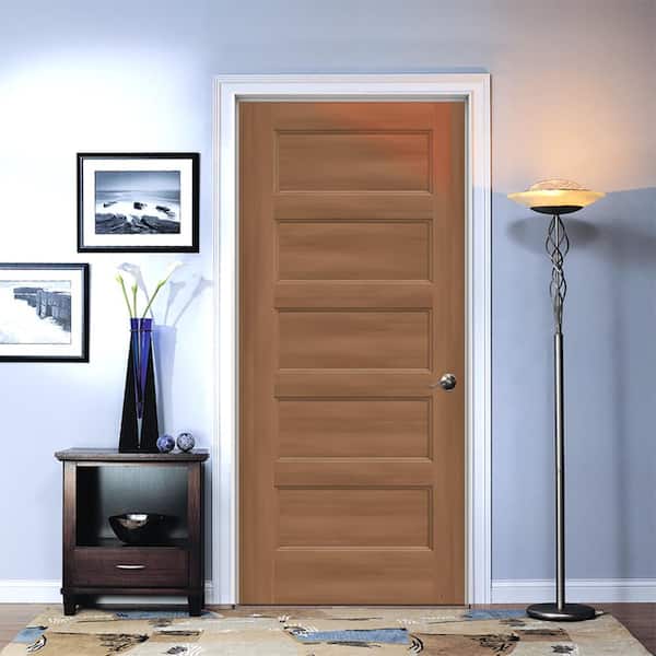 36 in. x 80 in. Conmore Hazelnut Stain Smooth Solid Core Molded Composite Single Prehung Interior Door