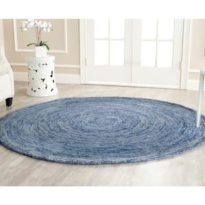 Carpet, round SOLID blue 70 CONCRETE blue round 100 cm
